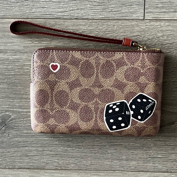 NWT 🦖🤎Coach T-Rex Corner Zip Wristlet in Signature Canvas - Picture 2 of 13